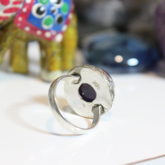 💕 Natural Amethyst February Birthstone Healing Round Sterling Ring size 4 💕 - Picture 2 of 5